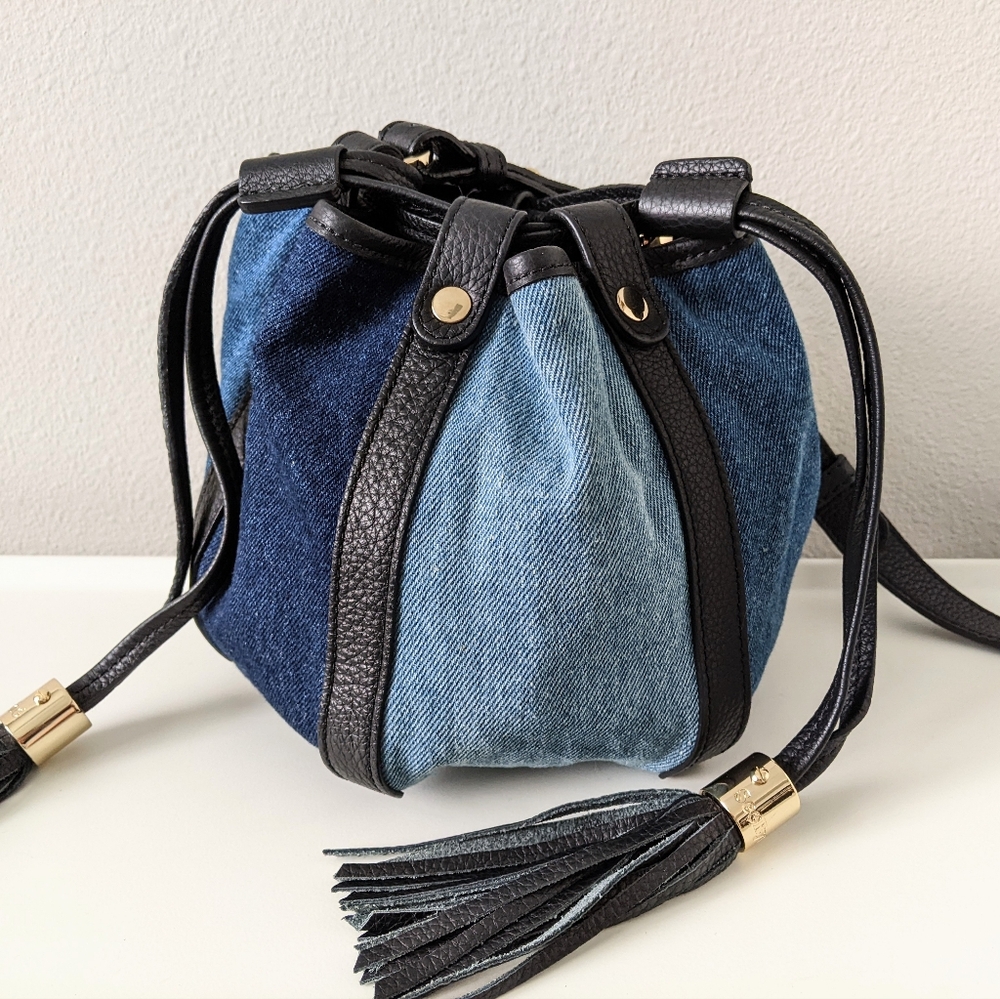 See By Chloe Blue and Black Bucket Bag